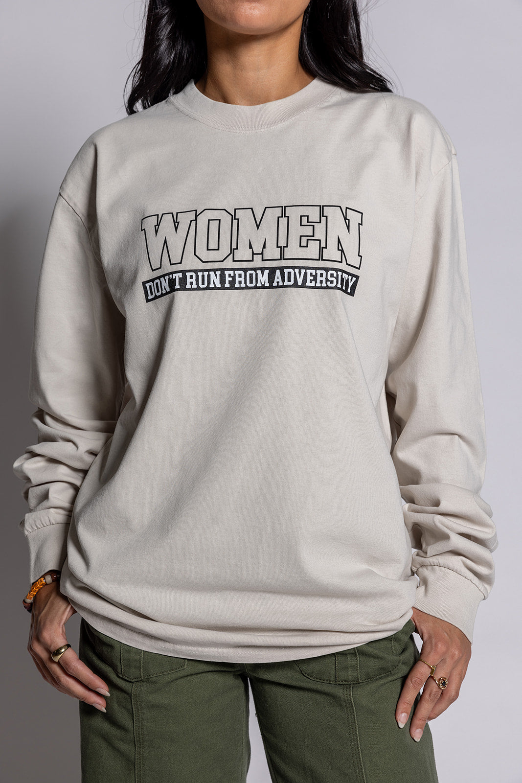 Women Don't Run L/S Mens Tee Cream