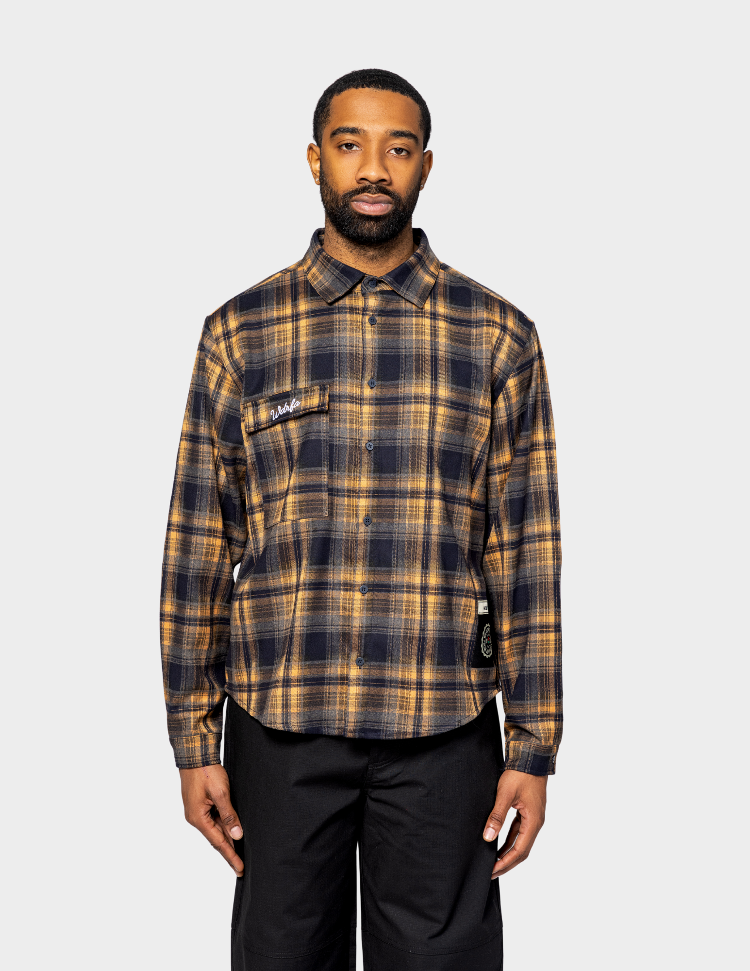 WDRFA Dress Oxford Flannel Shirt - Navy/Gold – We Don't Run From WDRFA Dress Oxford Flannel Shirt - Navy/Gold – We Don't Run From