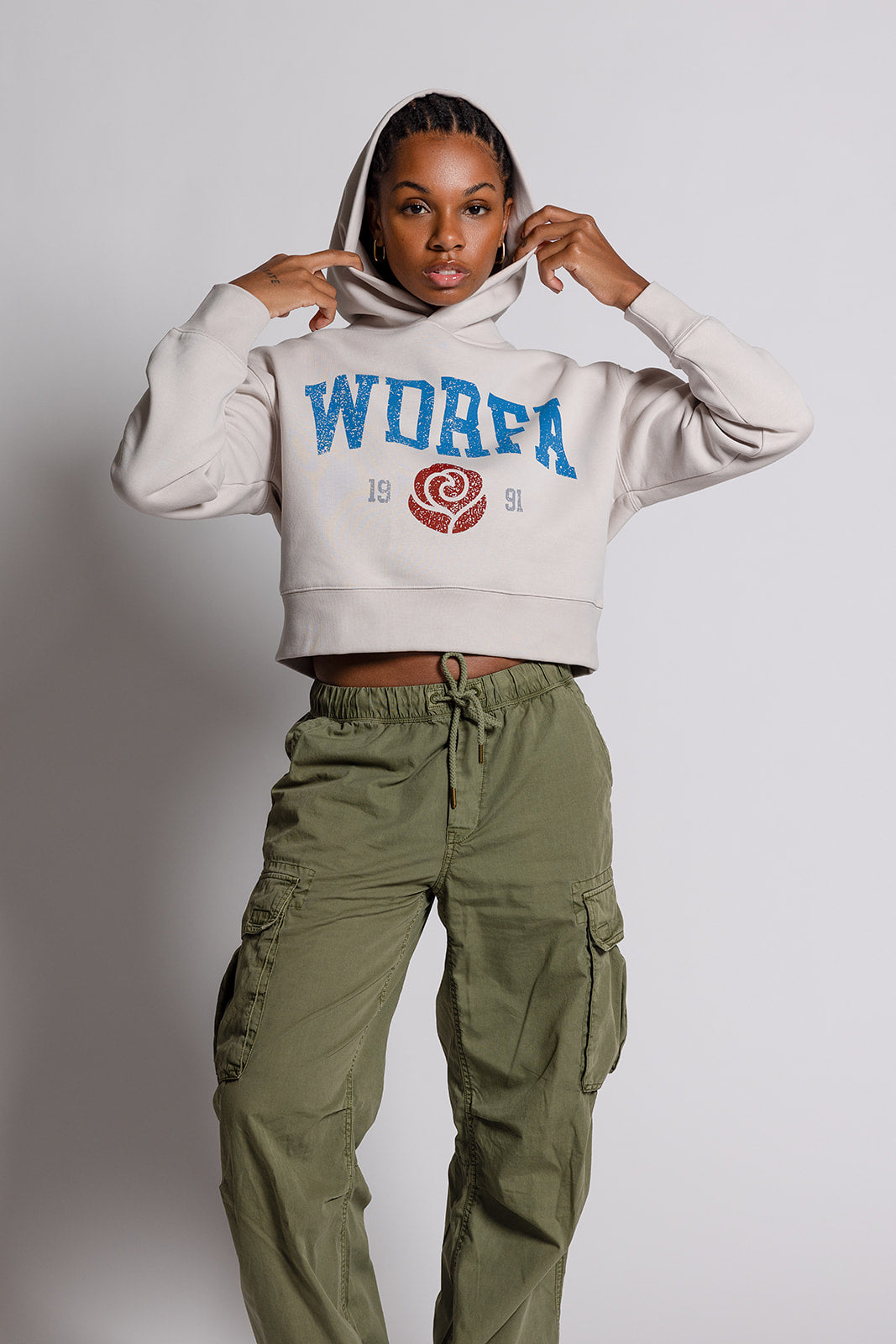 Women Rose 1991 Cream Hoodie