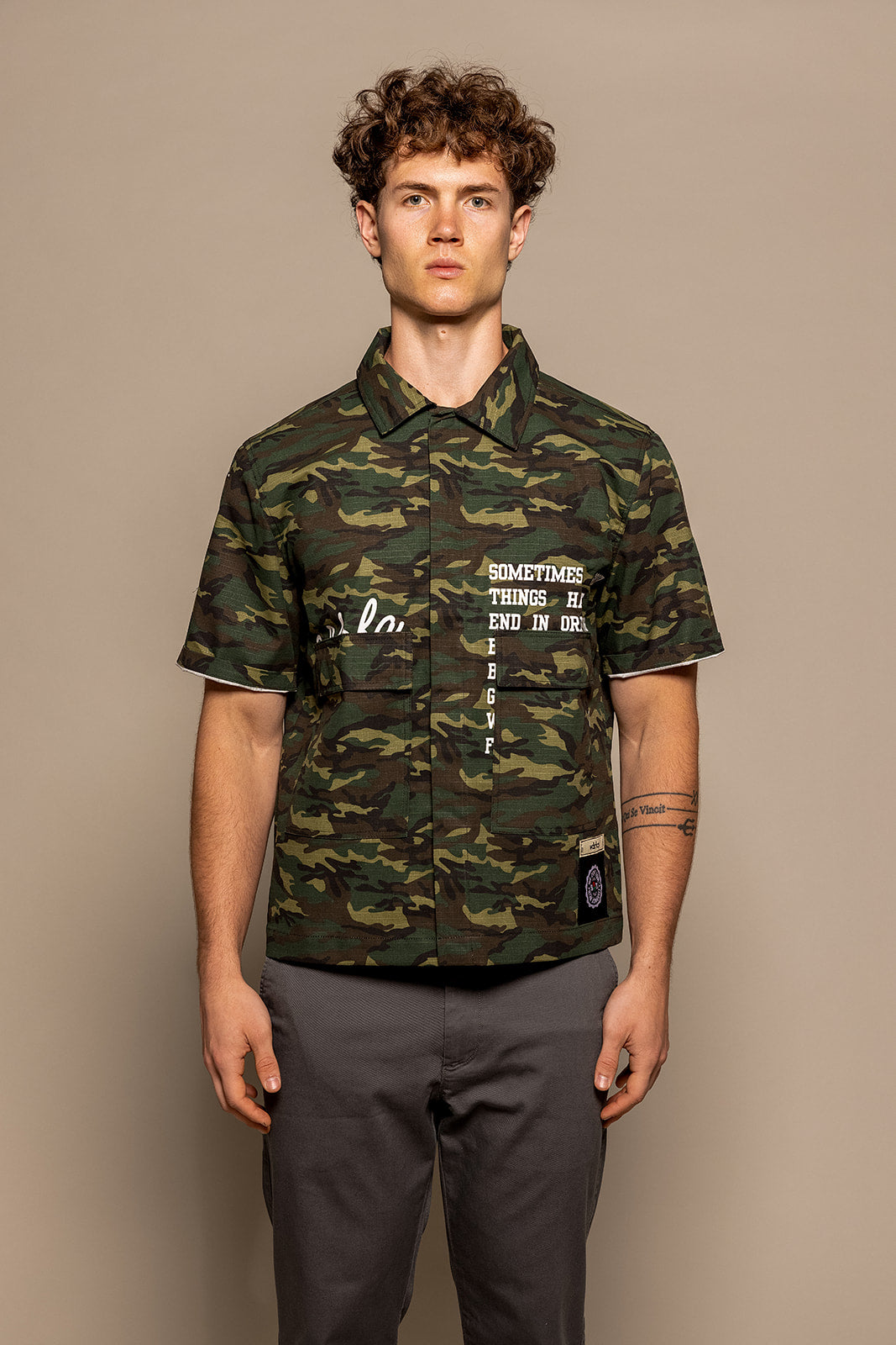WDRFA Crop Button Down Shirt - Camo