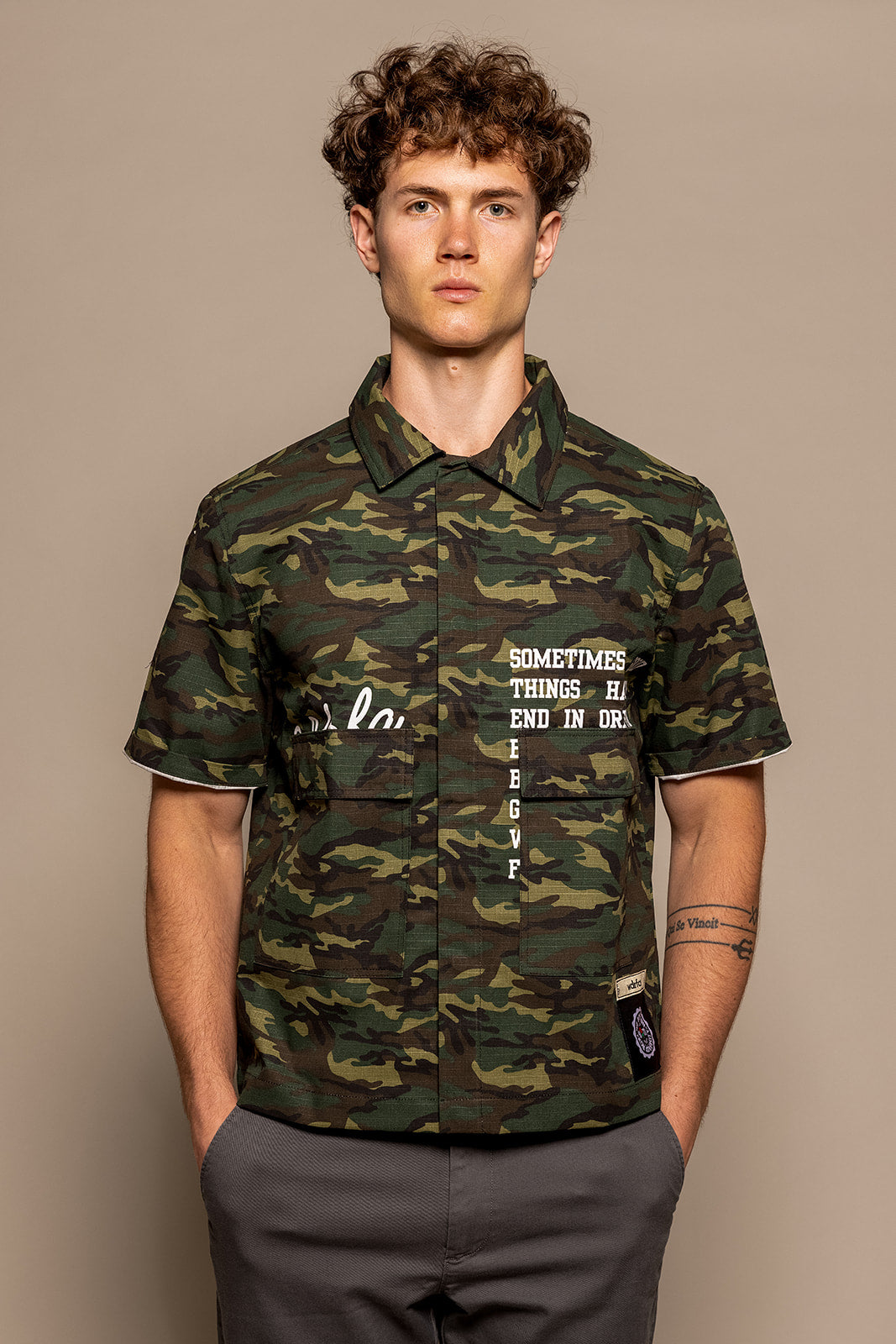 WDRFA Crop Button Down Shirt - Camo