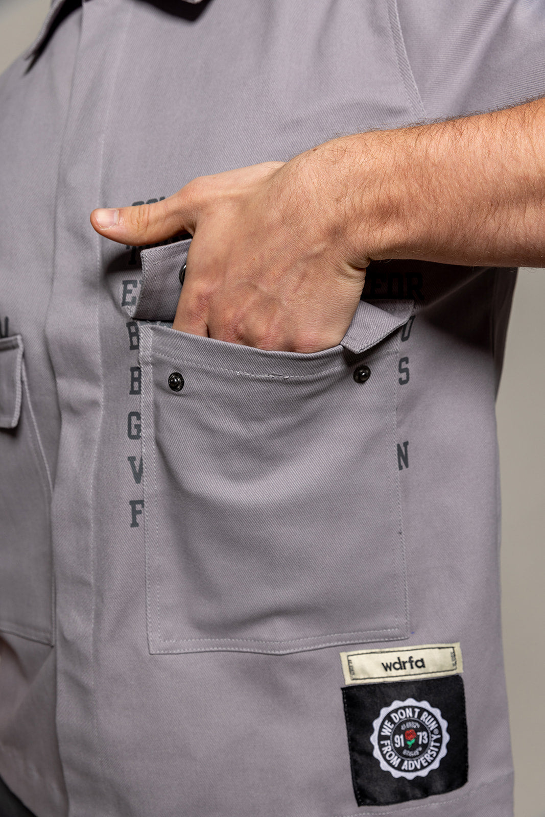 WDRFA Crop Button Down Shirt - Grey