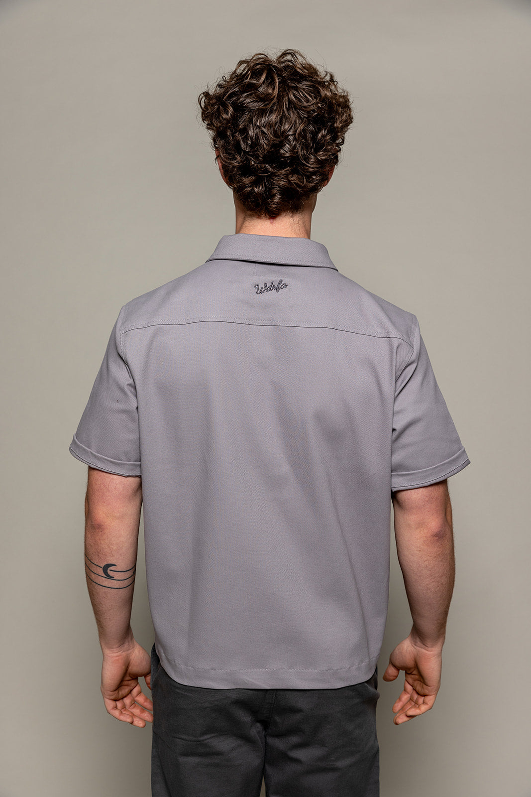 WDRFA Crop Button Down Shirt - Grey