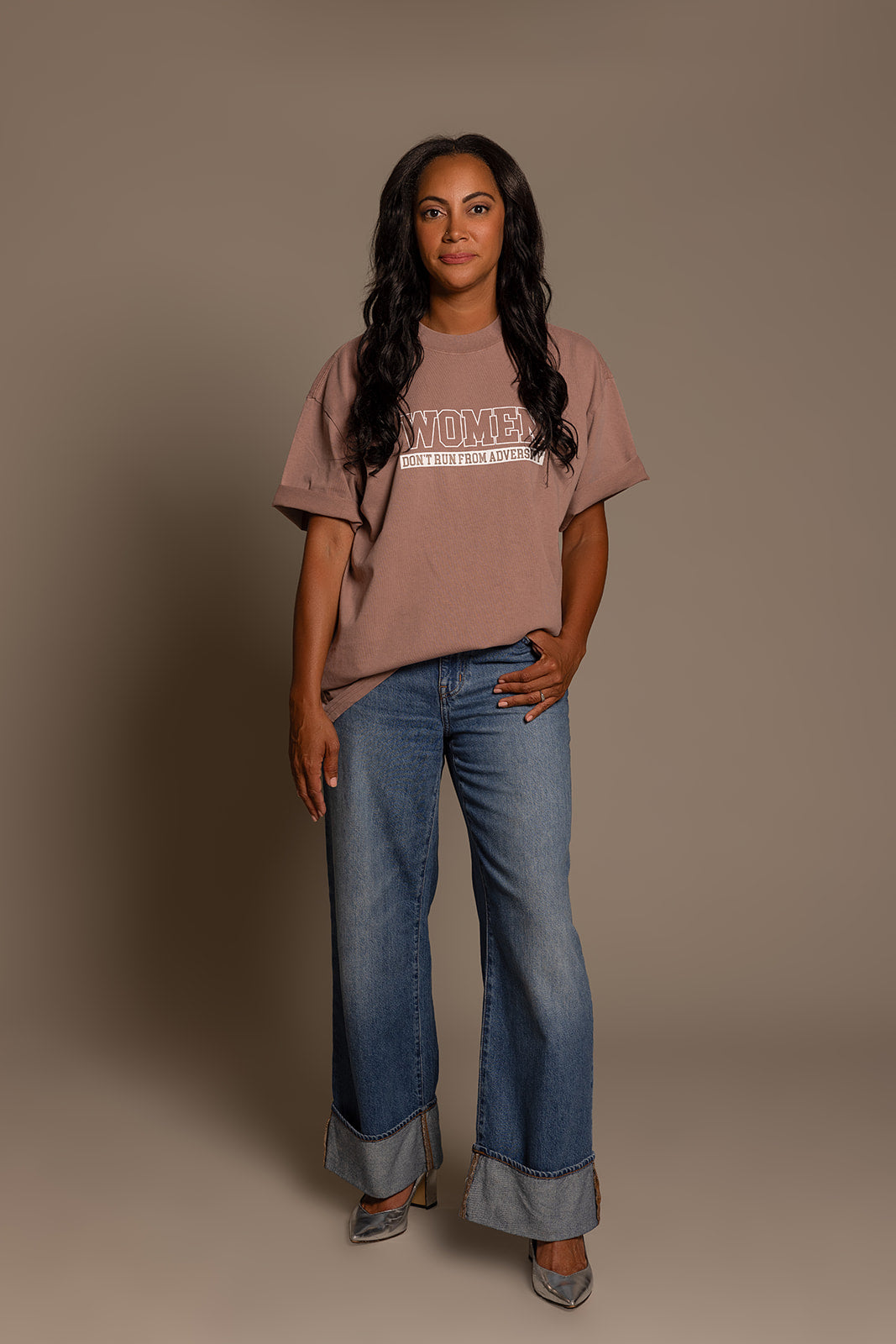 Women Don't Run Tee Mauve