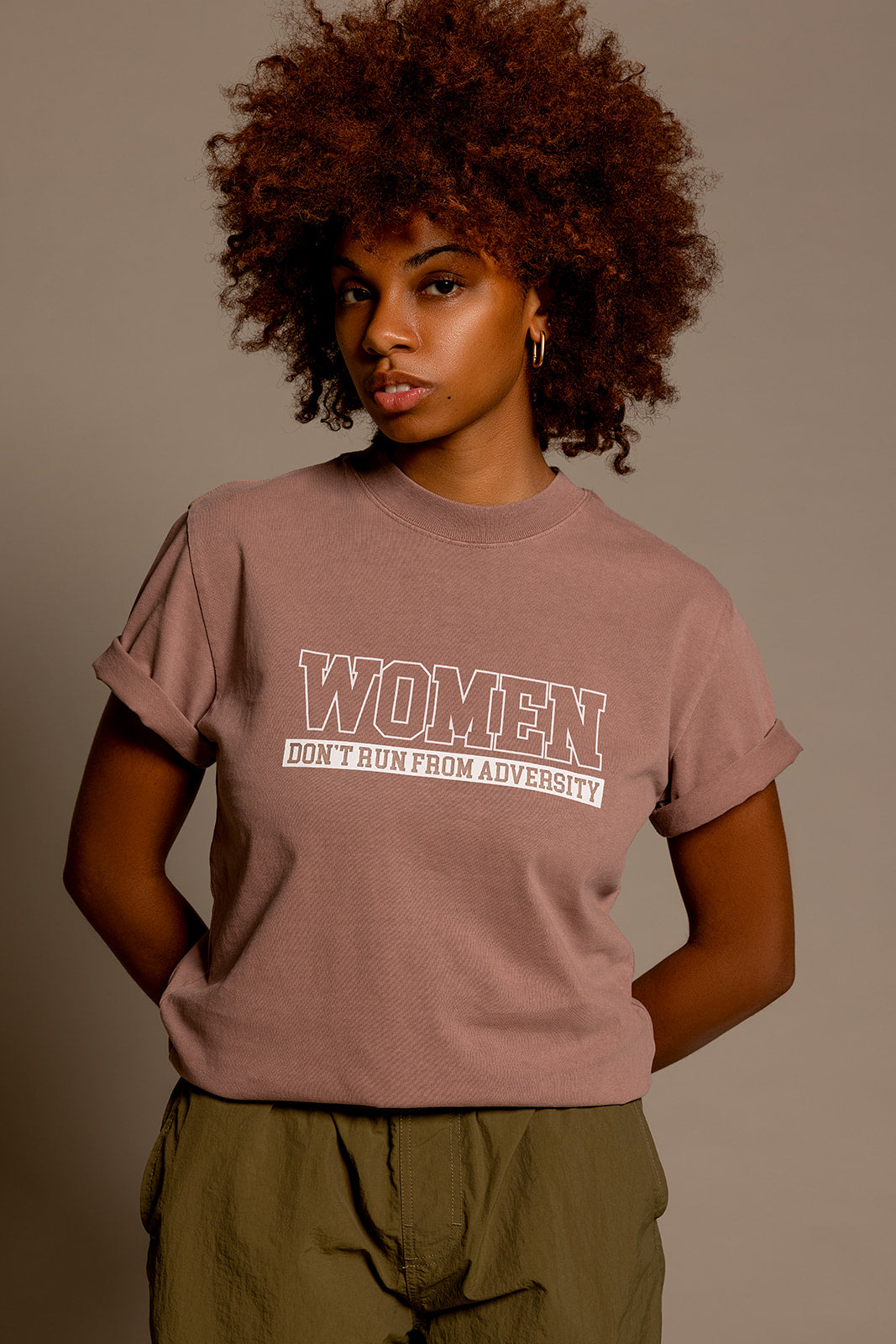 Women Don't Run Tee Mauve
