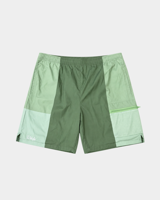 Block Script Nylon Cargo Short Green