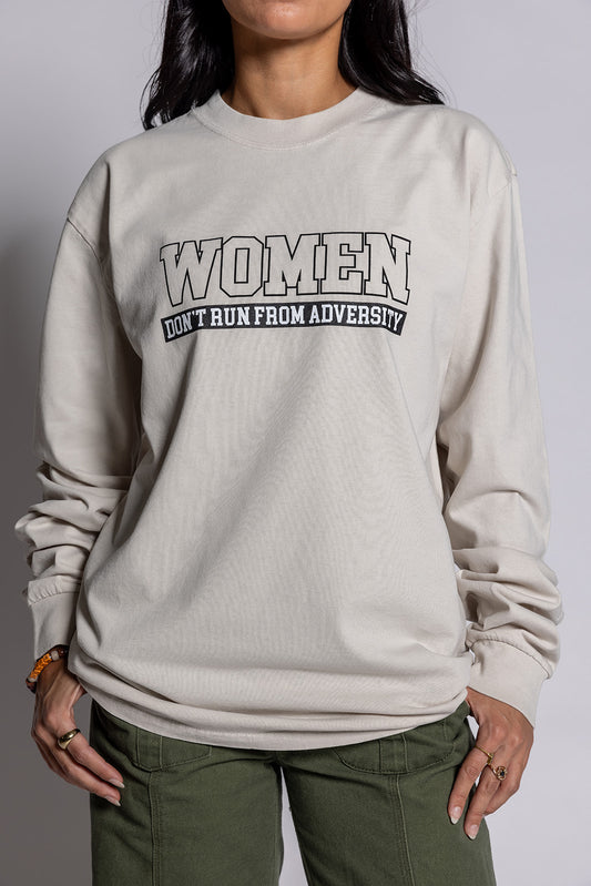 Women Don't Run L/S Mens Tee Cream