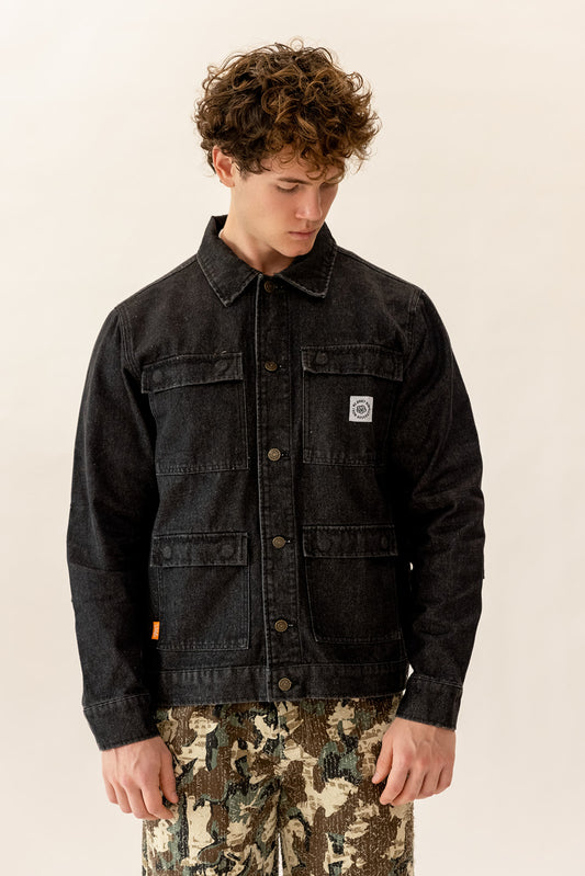 WDRFA Vintage 4-Pocket Denim Trucker Jacket - Black