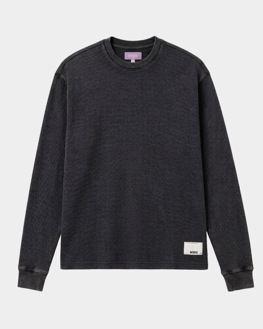 Waffle L/S Tee Black