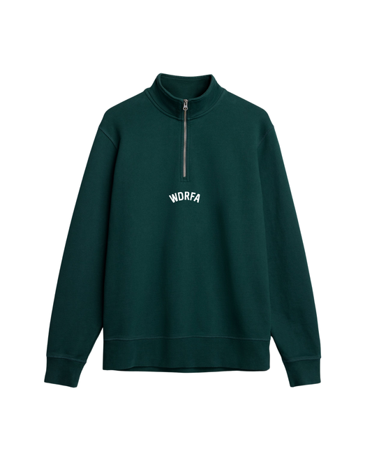 Heavyweight Arched Logo Quarter Zip Sweatshirt Green