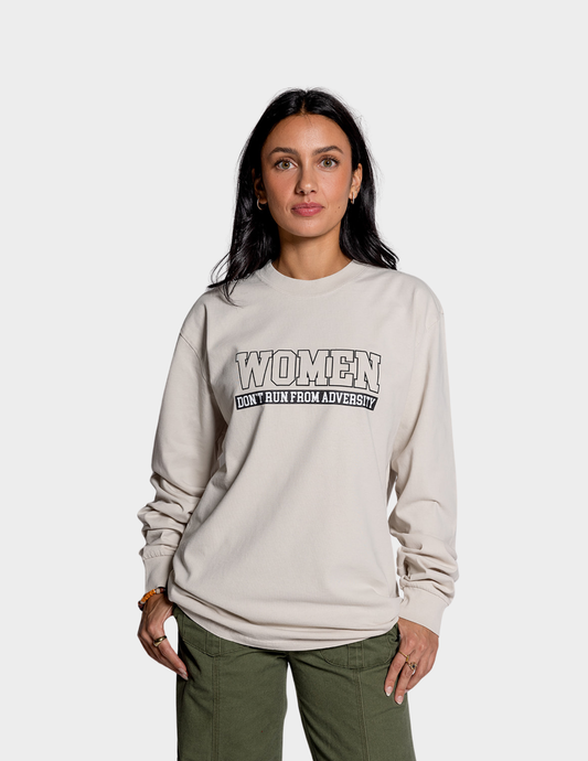 Women Don't Run L/S Mens Tee Cream