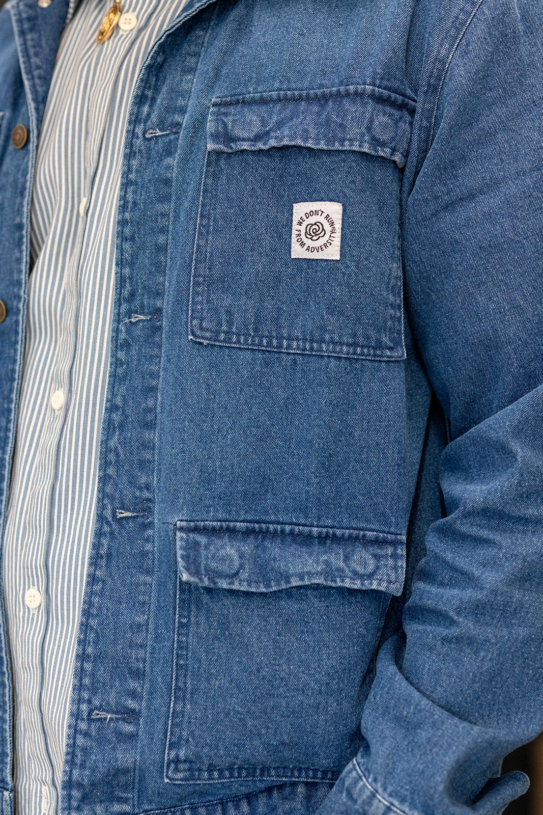 WDRFA Vintage 4-Pocket Denim Trucker Jacket - Blue