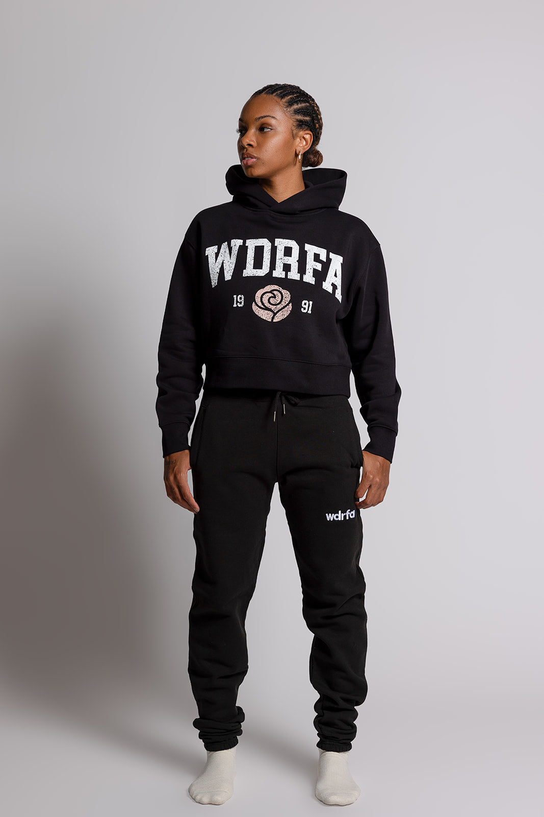 Women Rose 1991 Black Hoodie