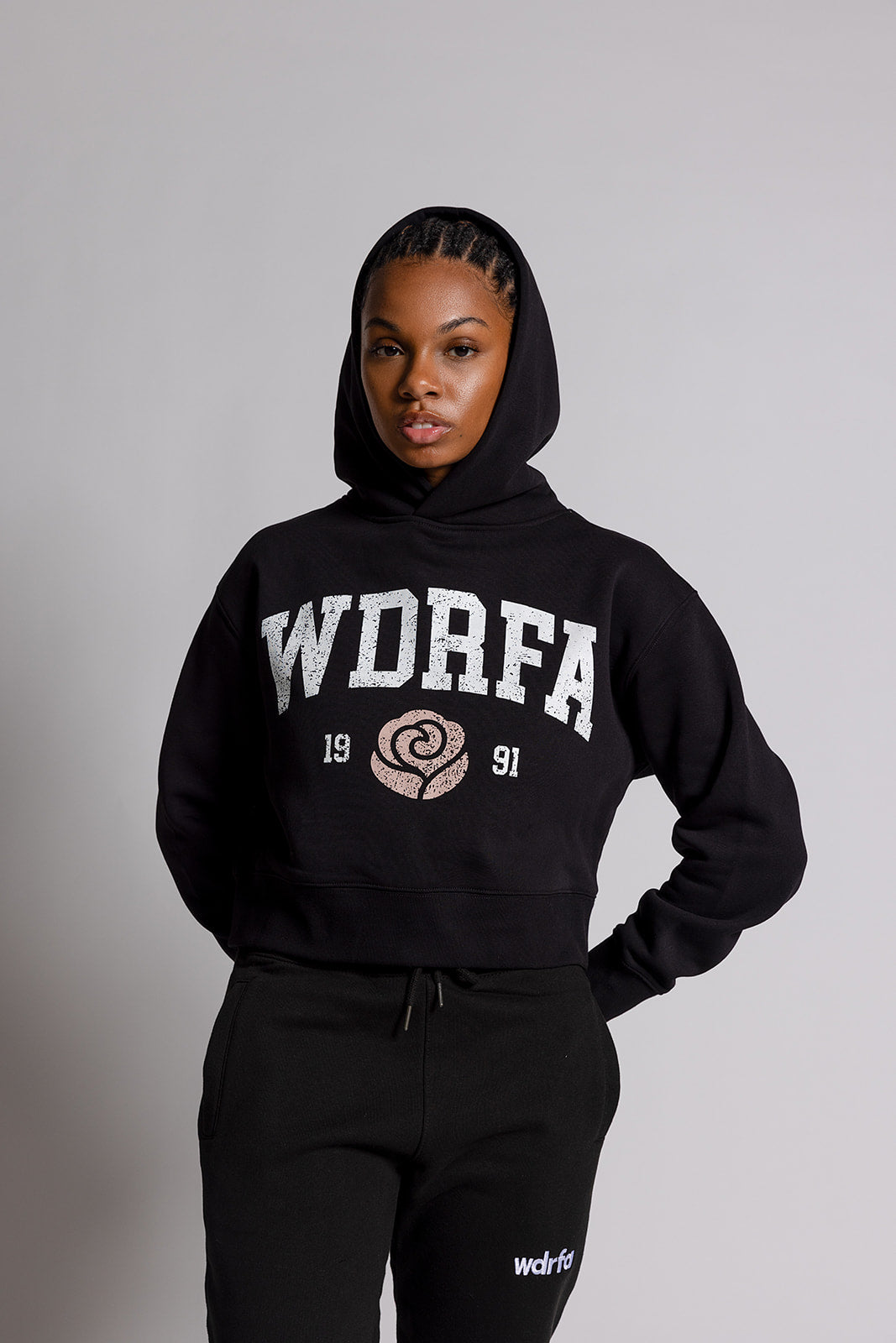 Women Rose 1991 Black Hoodie