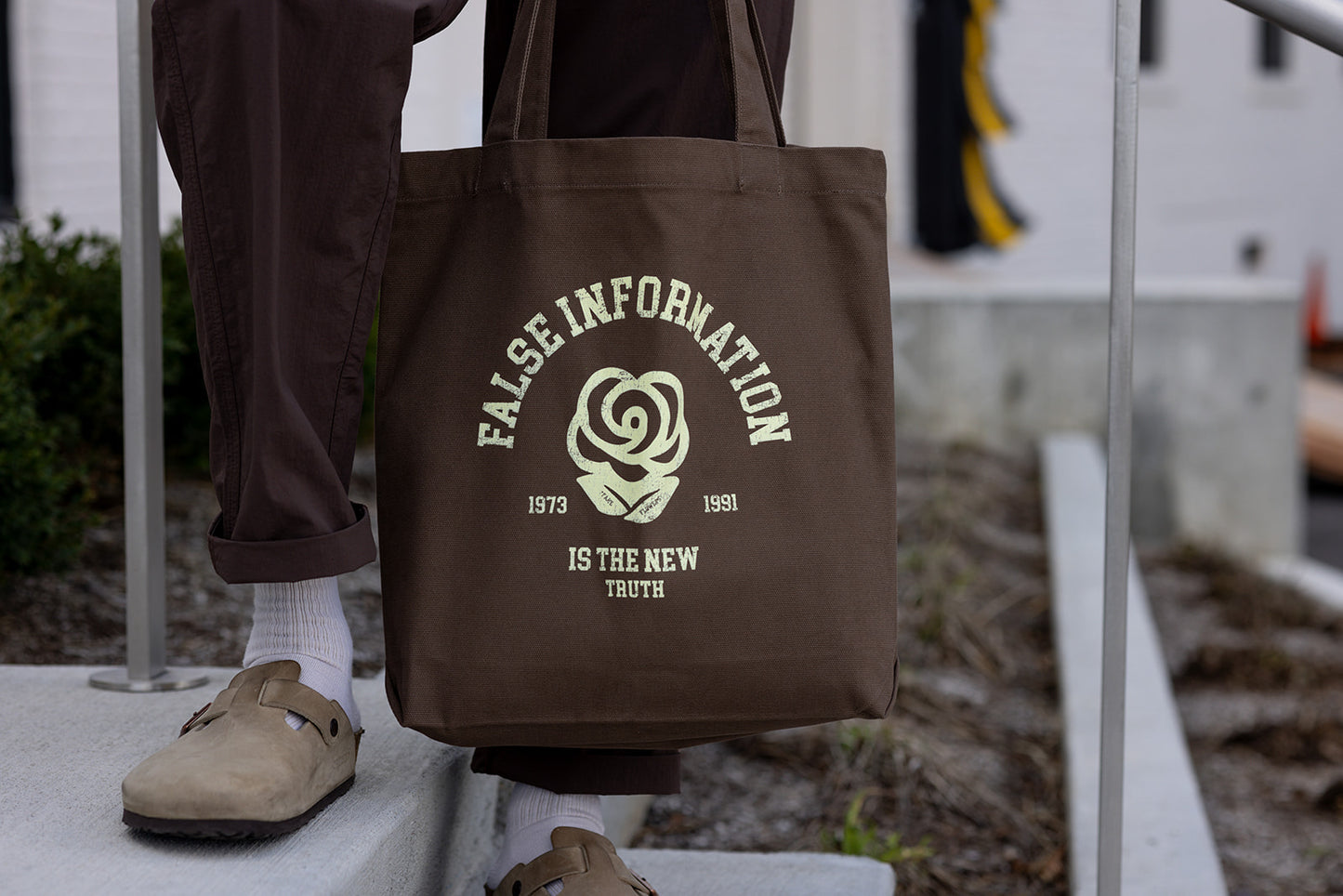 False Information Brown Tote
