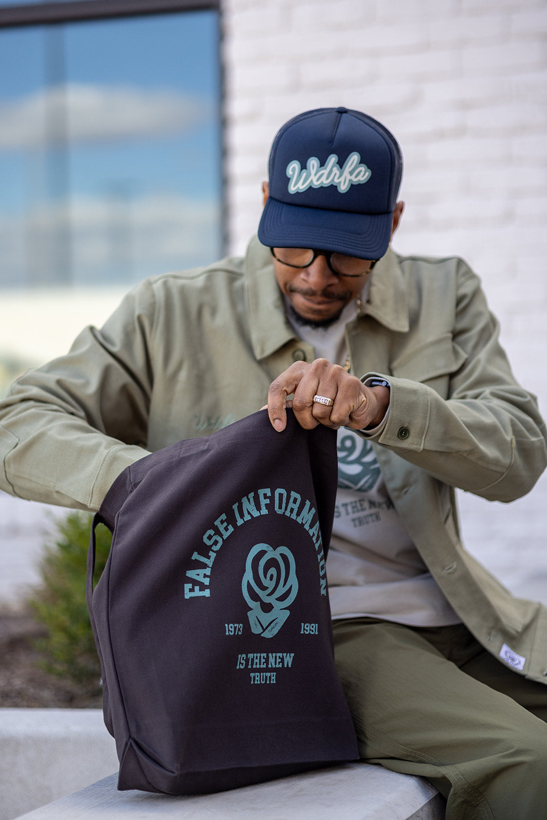 False Information Charcoal Tote
