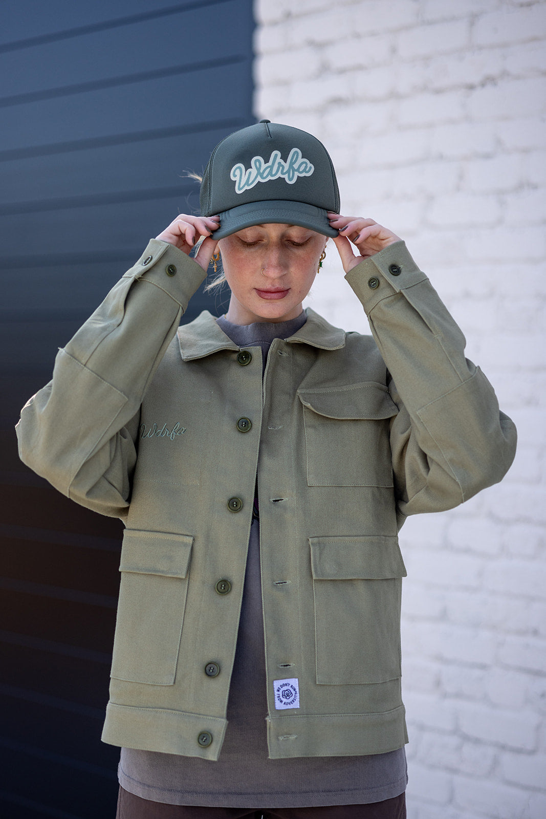 Script Trucker Cap Olive
