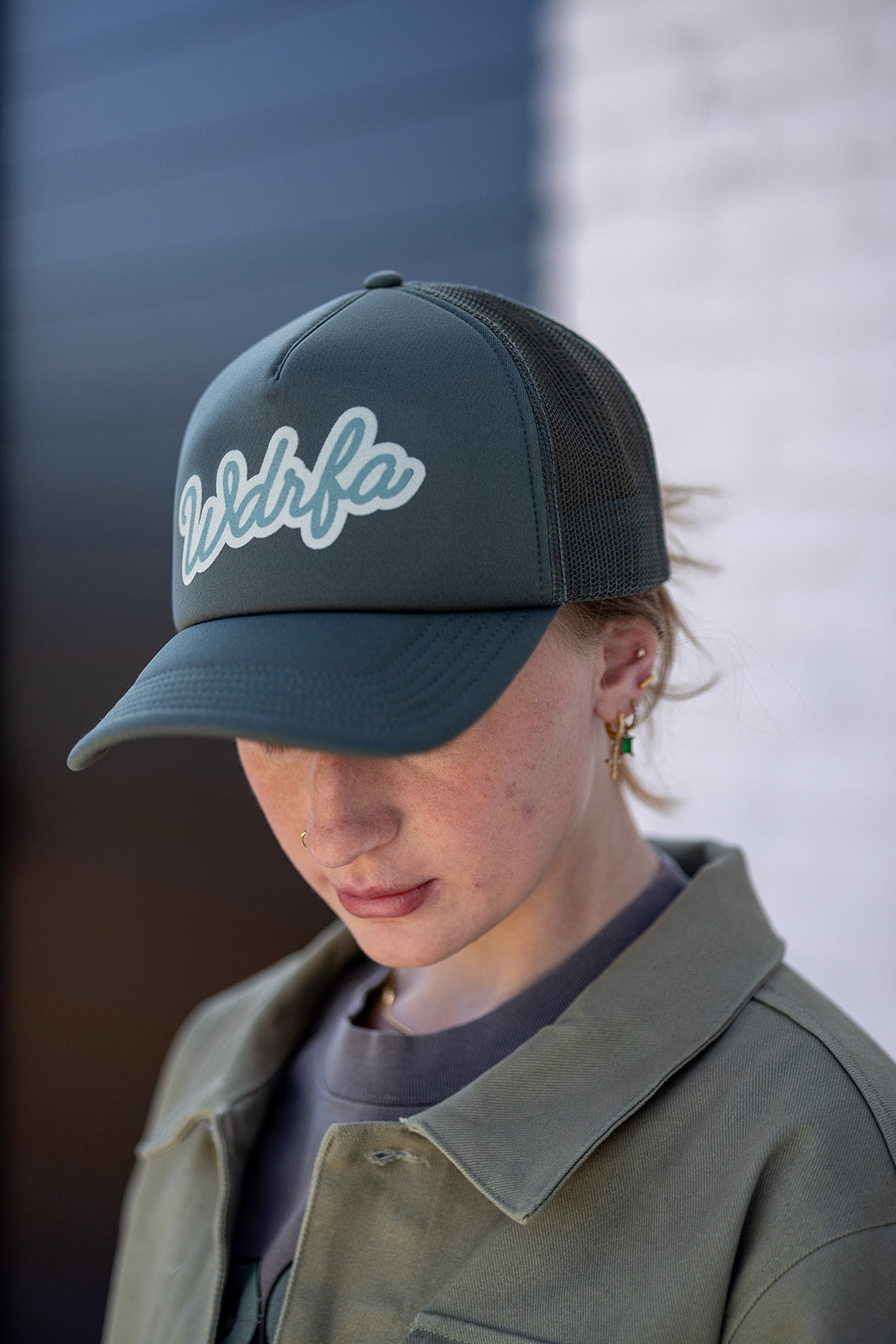 Script Trucker Cap Olive