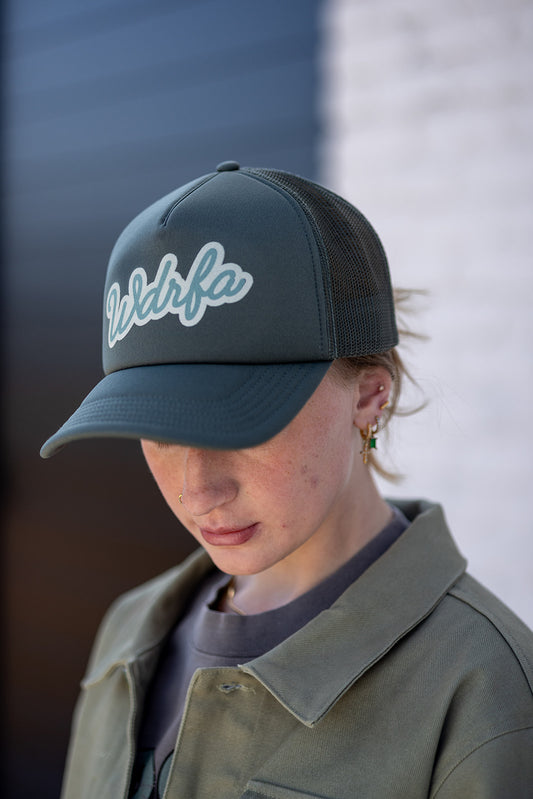 Script Trucker Cap Olive
