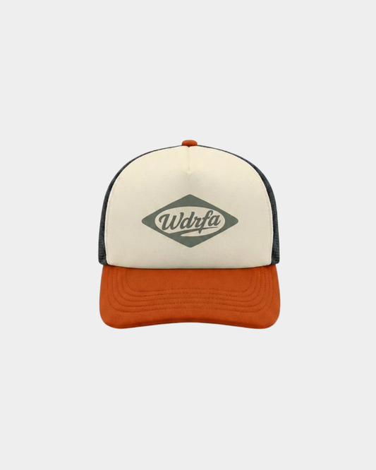Retro Trucker Cap - Cream/Orange