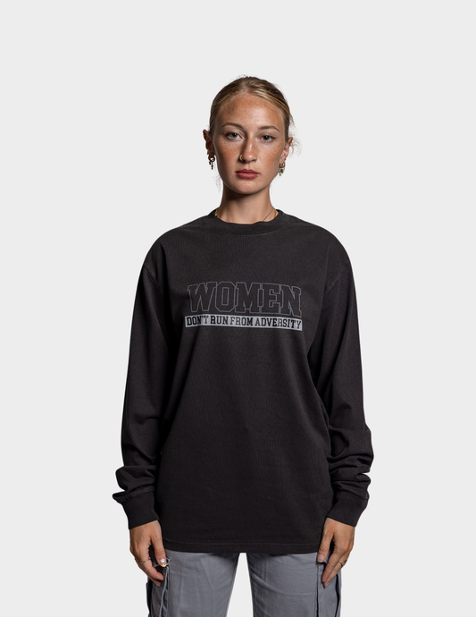 Women Don't Run L/S Mens Tee Black