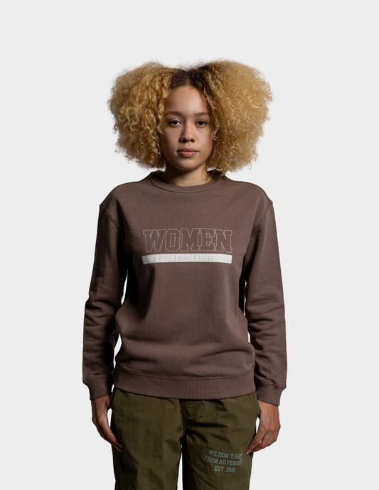 Women Don't Run Mocha Crewneck