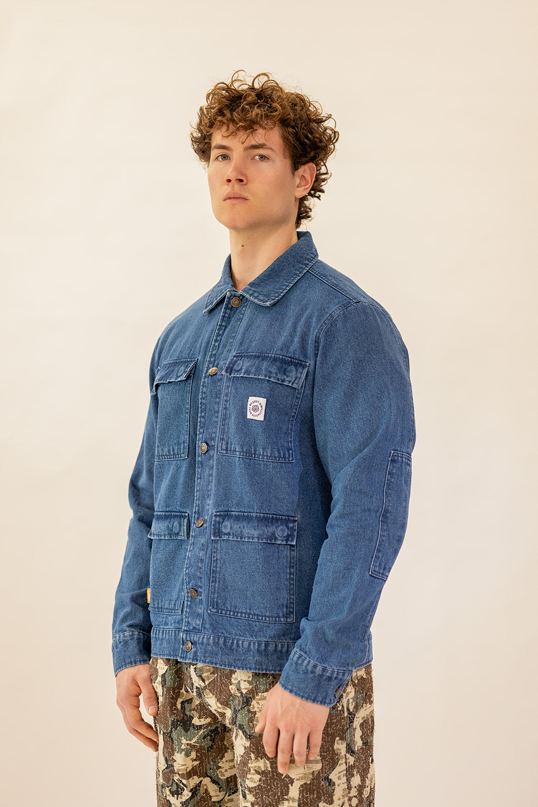 WDRFA Vintage 4-Pocket Denim Trucker Jacket - Blue