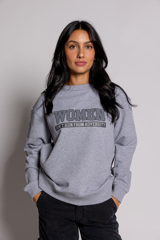 Women Don't Run Heather Grey Crewneck