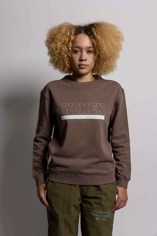 Women Don't Run Mocha Crewneck