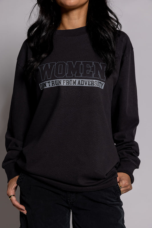 Women Don't Run L/S Mens Tee Black