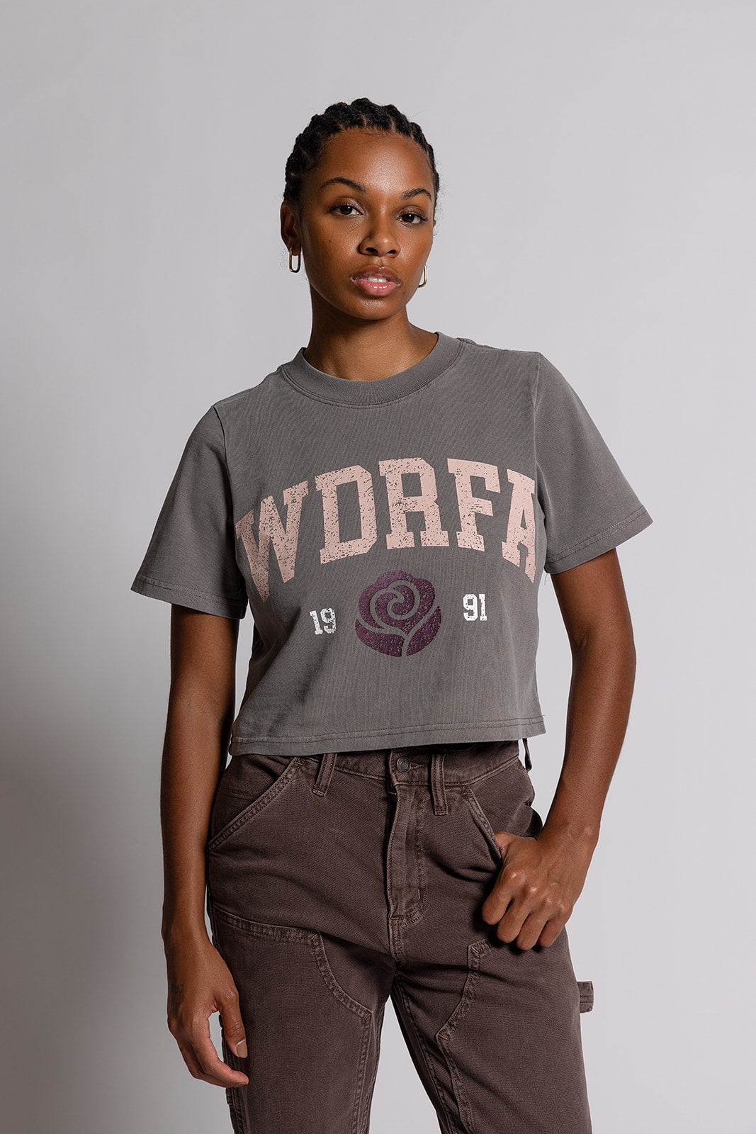 Women Rose 1991 Crop Tee Taupe