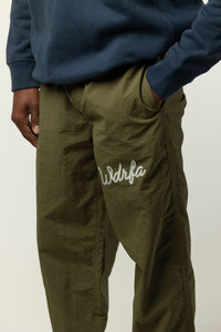 CHAINSTITCH SCRIPT NYLON PANT - OLIVE