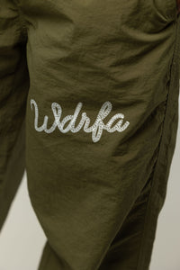 CHAINSTITCH SCRIPT NYLON PANT - OLIVE