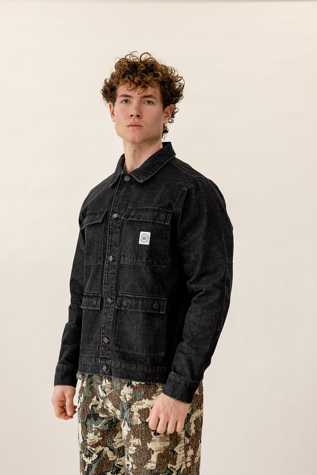 WDRFA Vintage 4-Pocket Denim Trucker Jacket - Black