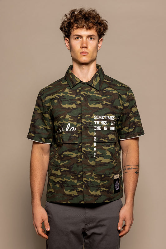WDRFA Crop Button Down Shirt - Camo