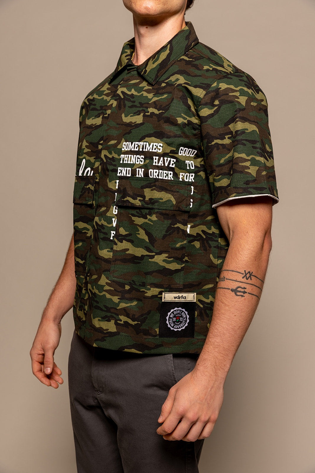 WDRFA Crop Button Down Shirt - Camo