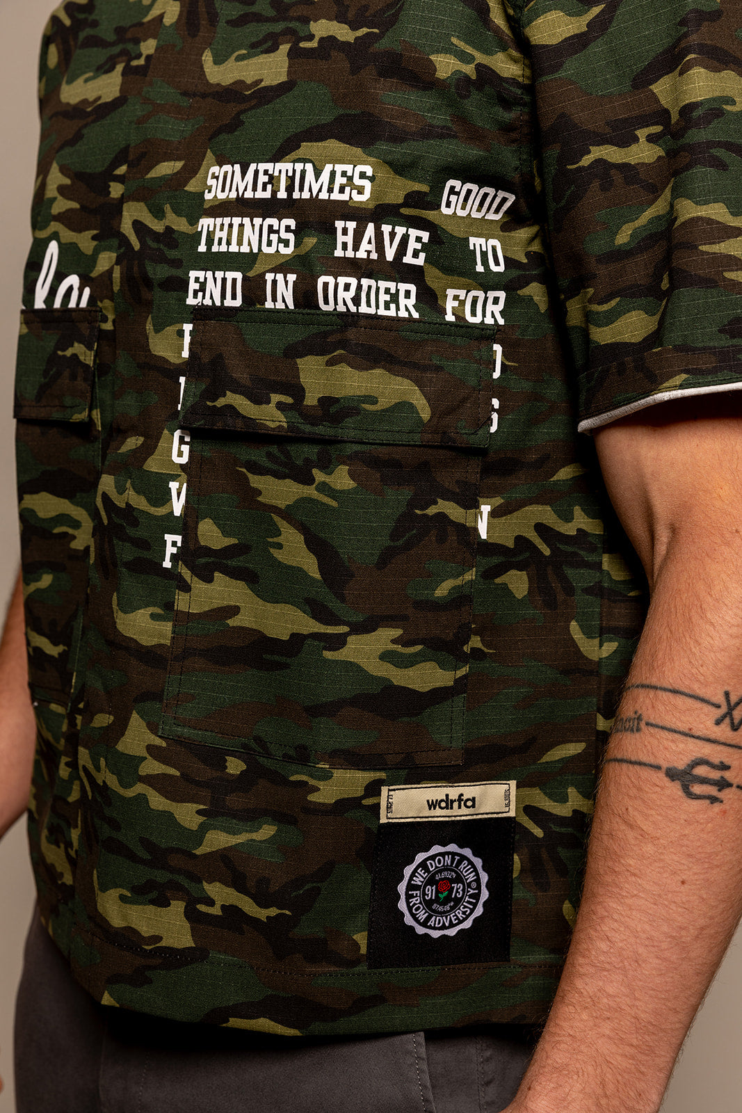 WDRFA Crop Button Down Shirt - Camo