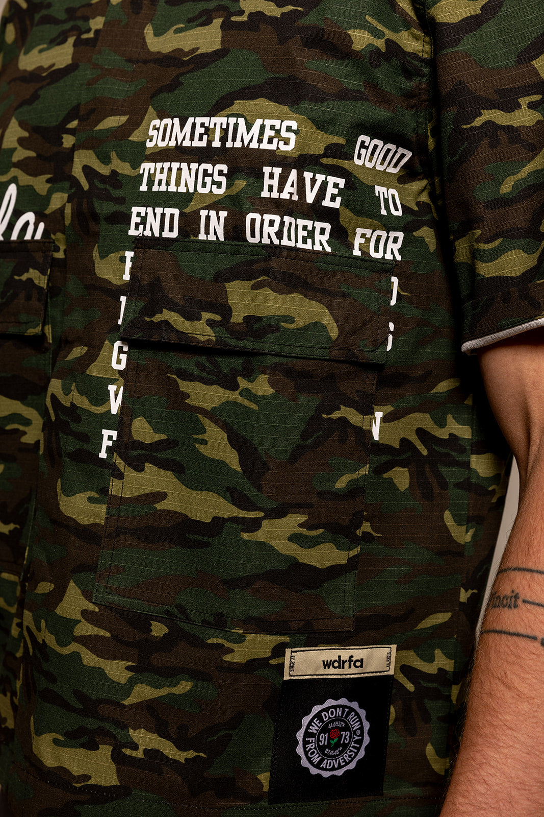 WDRFA Crop Button Down Shirt - Camo