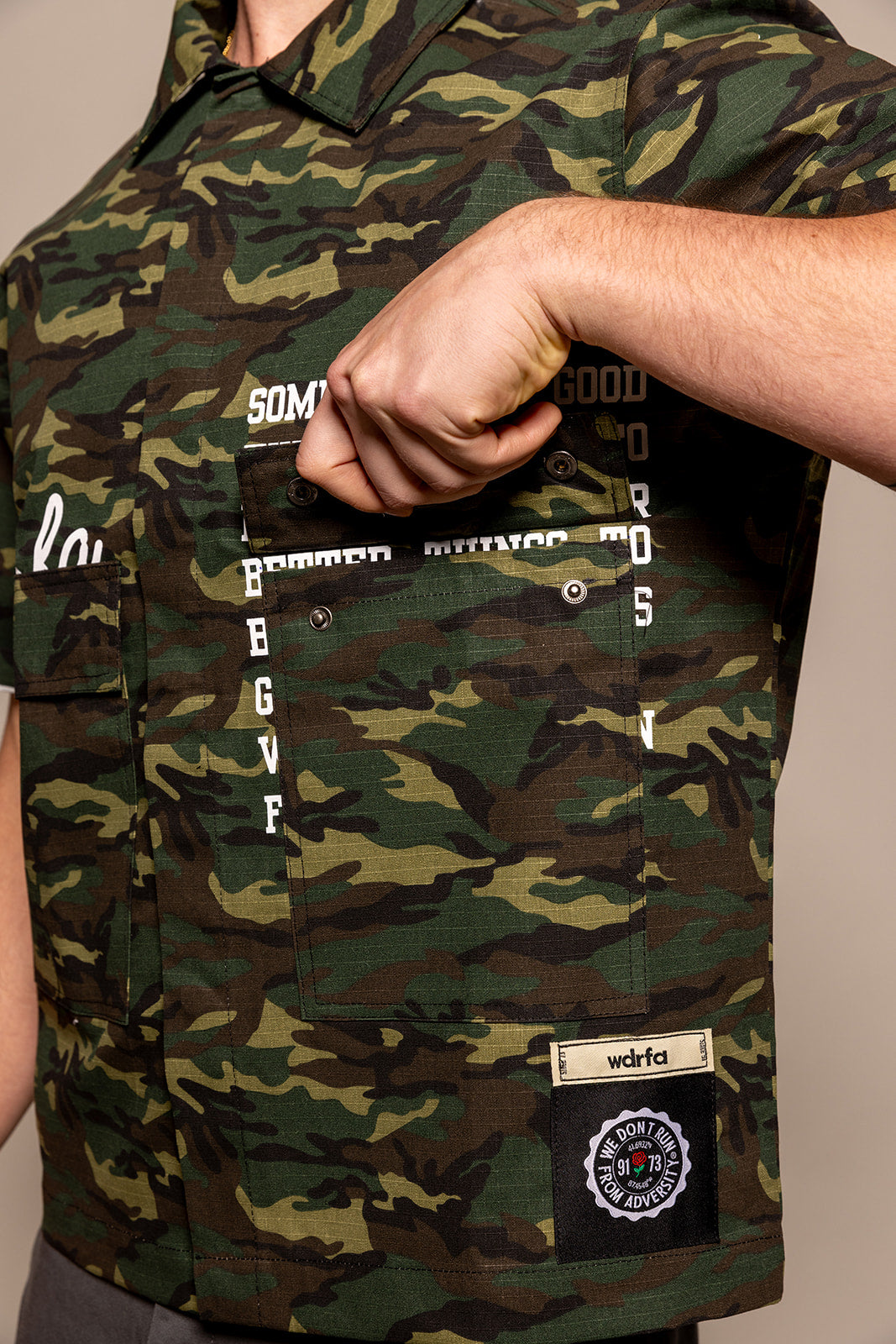 WDRFA Crop Button Down Shirt - Camo