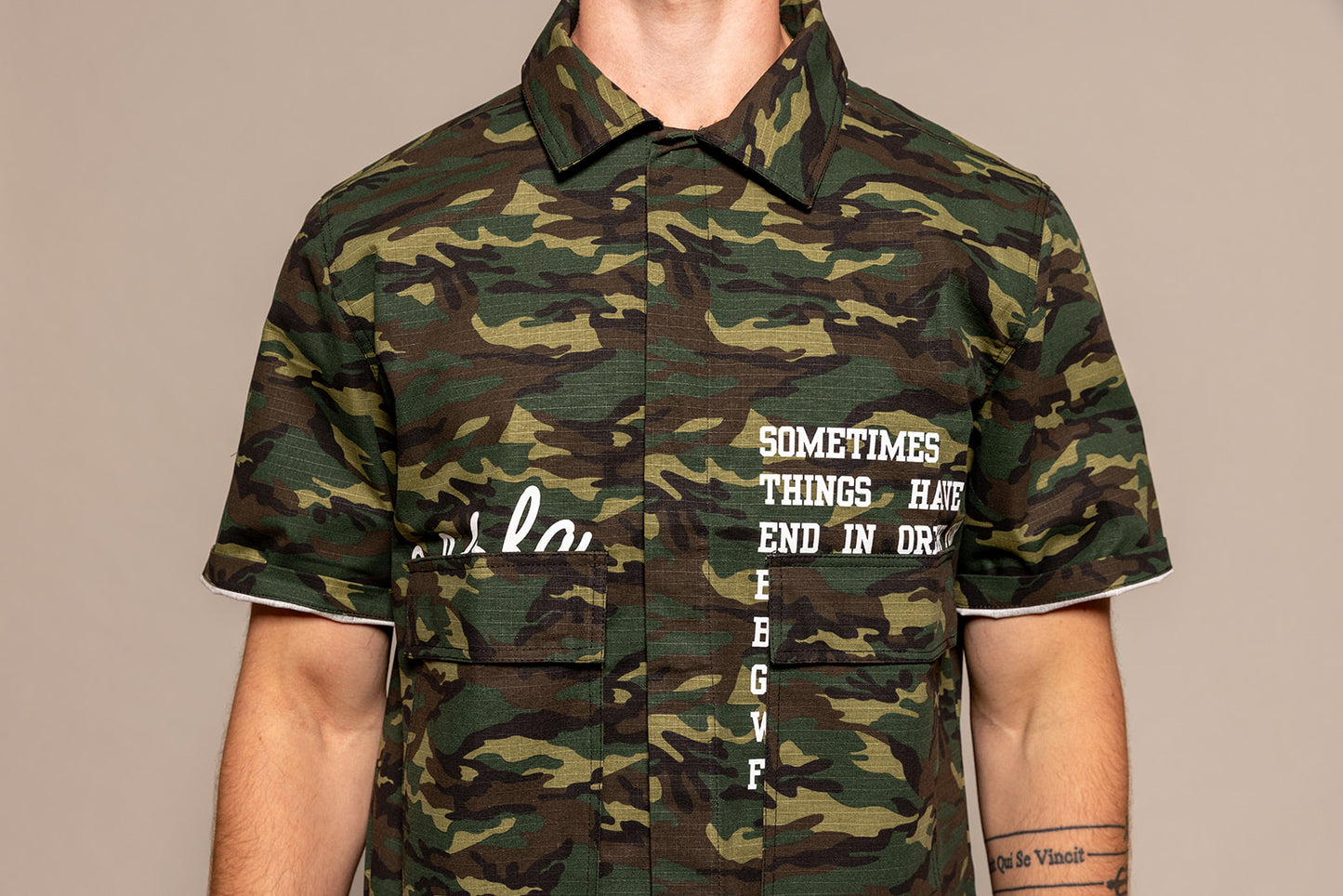 WDRFA Crop Button Down Shirt - Camo