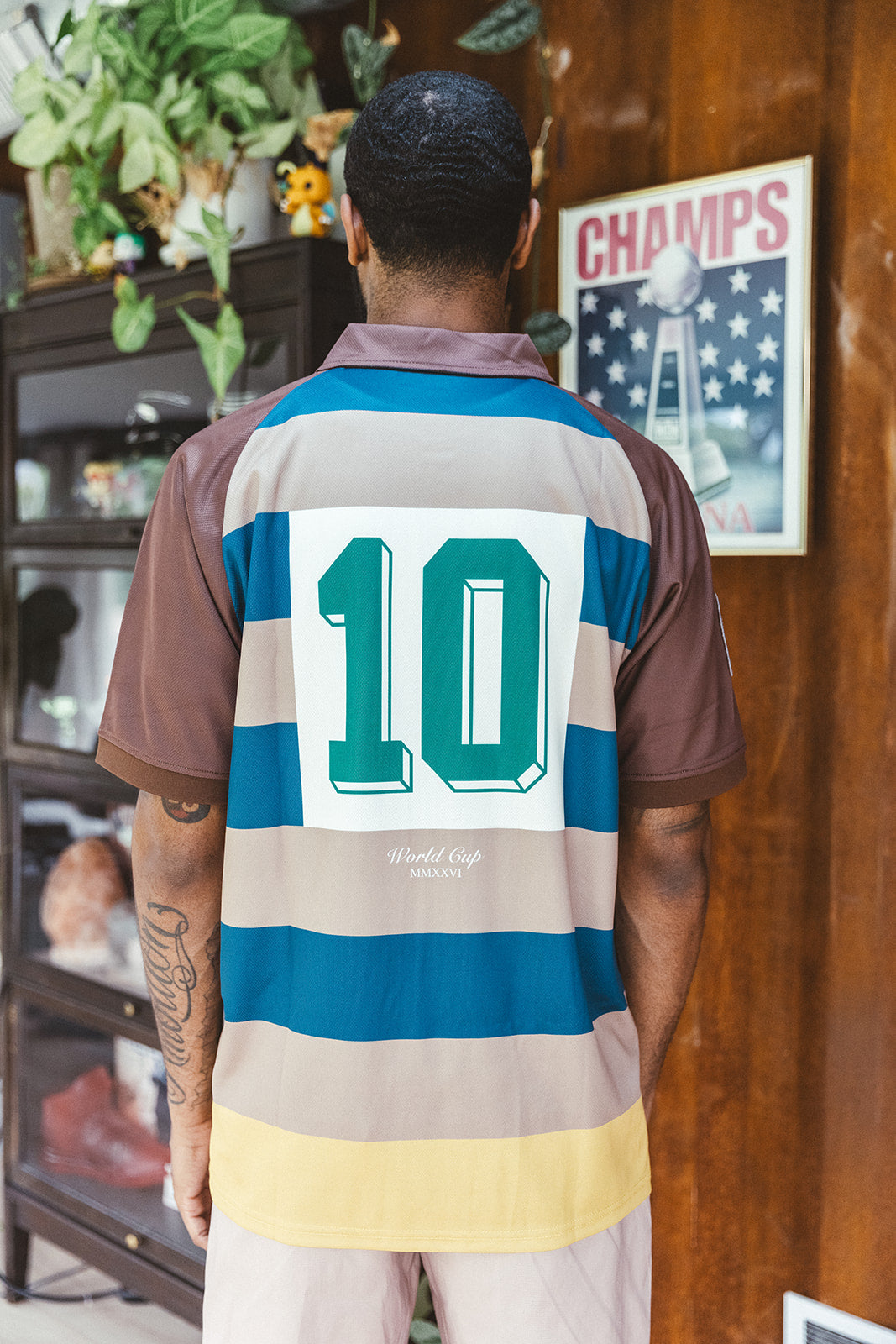 Stripes Polo Soccer Jersey - Brown