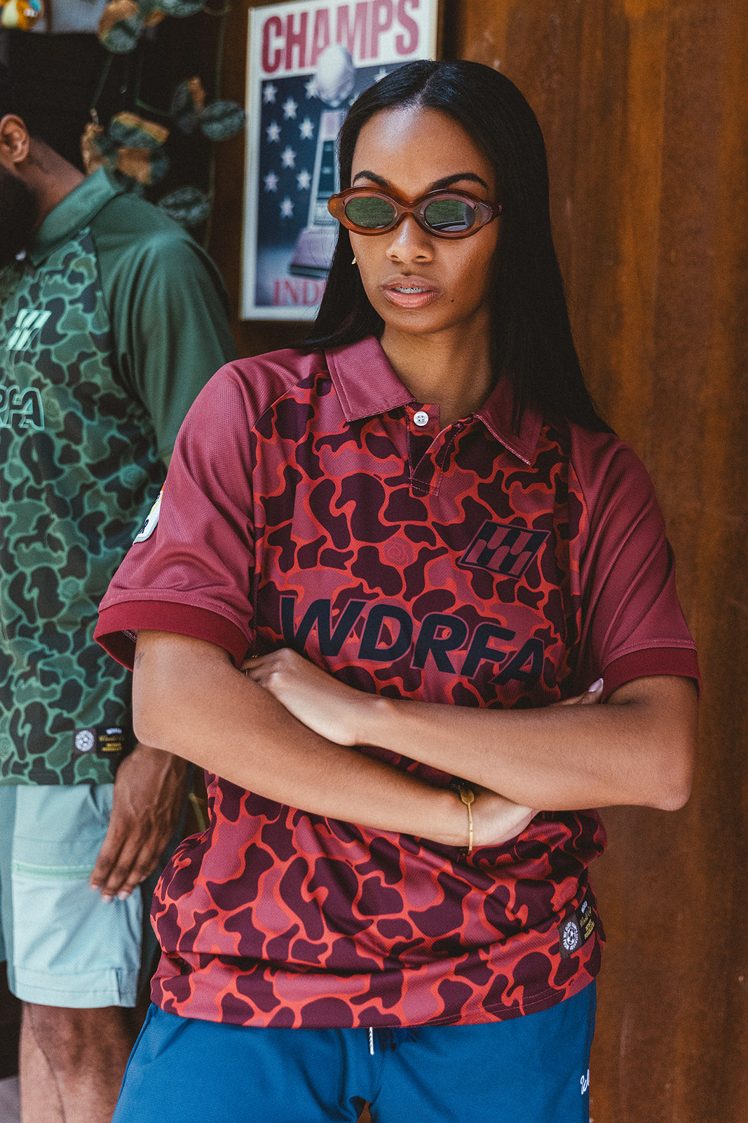 Camouflage Polo Soccer Jersey - Red