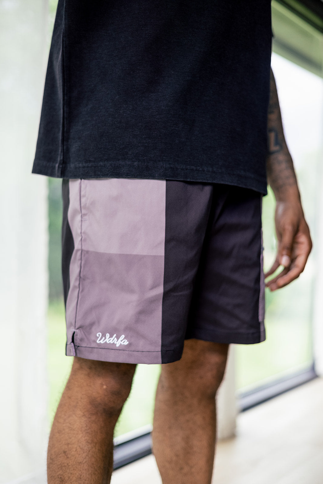Block Script Nylon Cargo Short Black