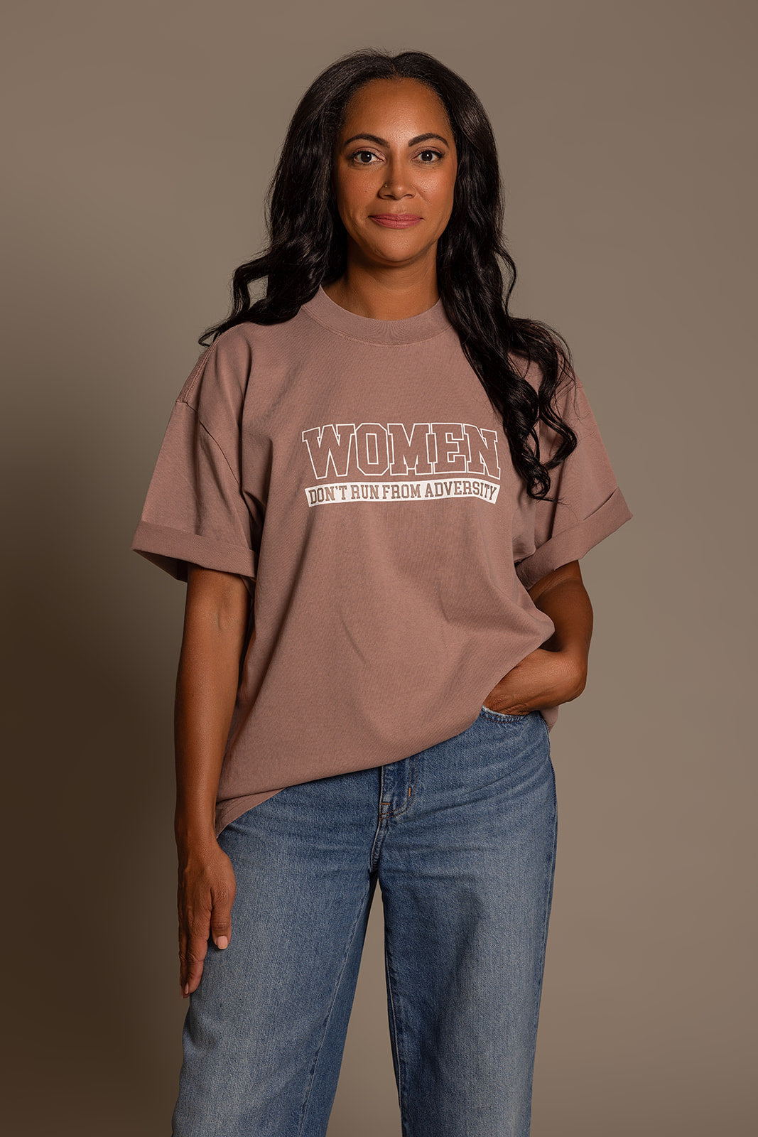 Women Don't Run Tee Mauve
