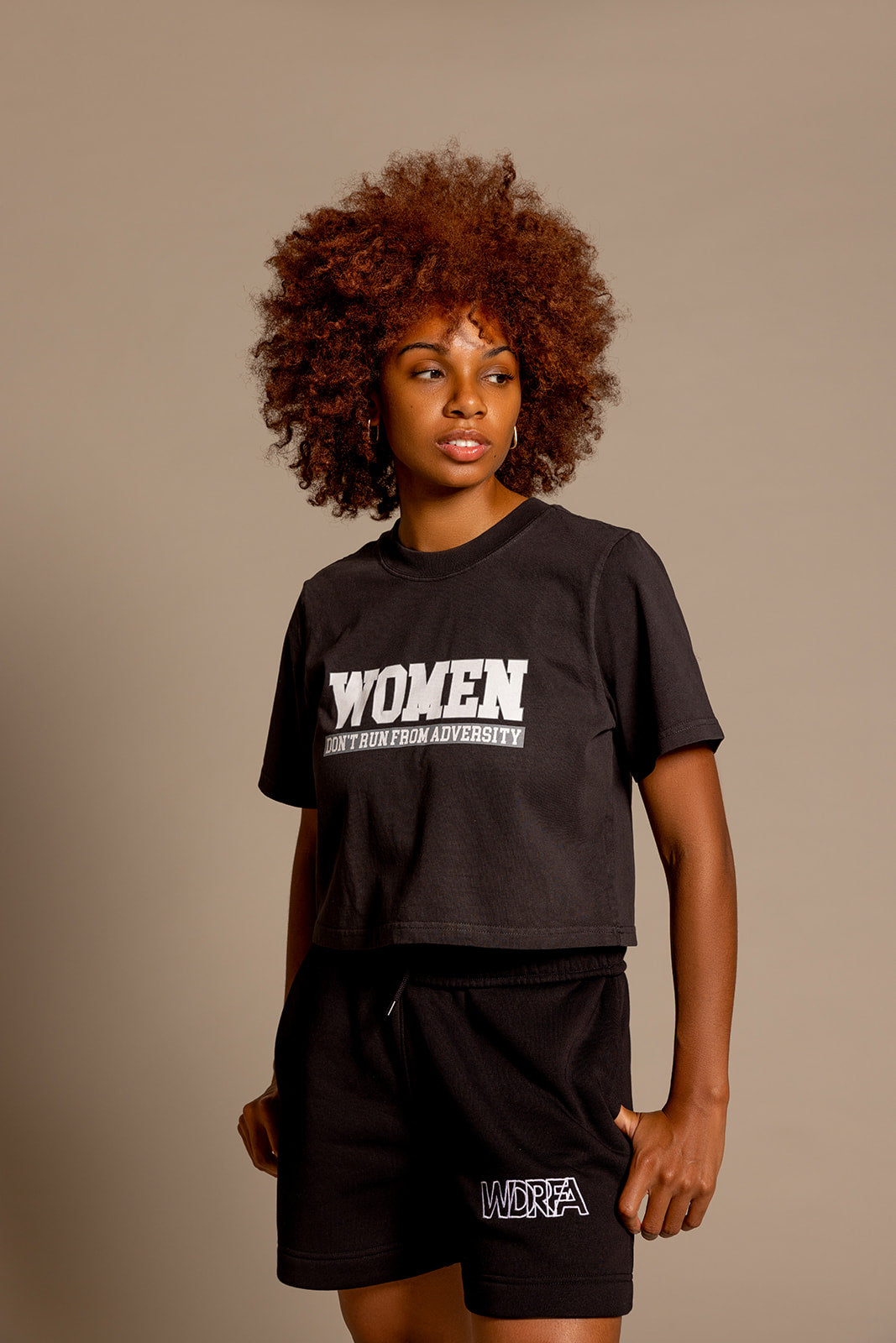 Women Don't Run Crop Tee Black